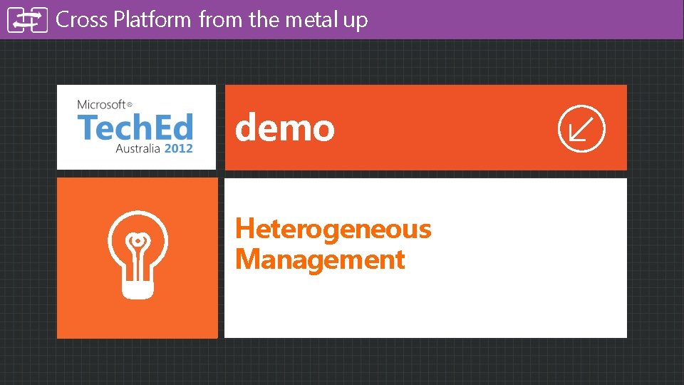 Cross Platform from the metal up demo Heterogeneous Management 