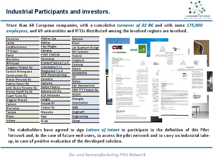 Industrial Participants and investors. More than 60 European companies, with a cumulative turnover of