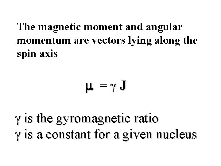 The magnetic moment and angular momentum are vectors lying along the spin axis m