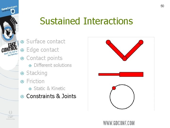 50 Sustained Interactions > > > Surface contact Edge contact Contact points > >
