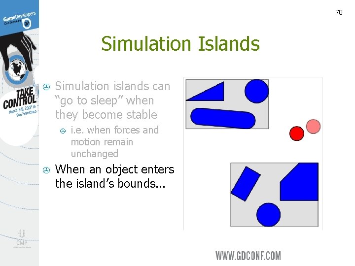 70 Simulation Islands > Simulation islands can “go to sleep” when they become stable