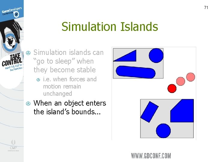 71 Simulation Islands > Simulation islands can “go to sleep” when they become stable