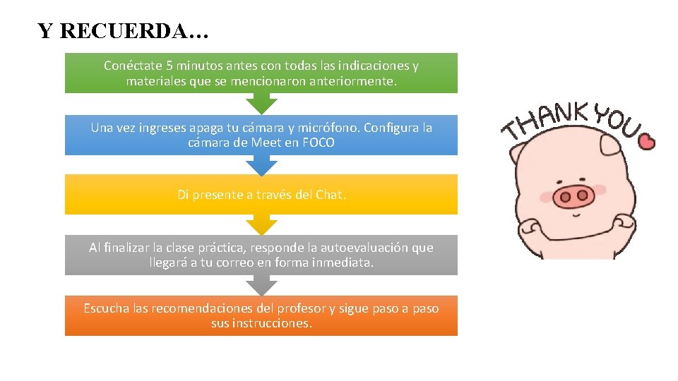 Y RECUERDA… Conéctate 5 minutos antes con todas las indicaciones y materiales que se