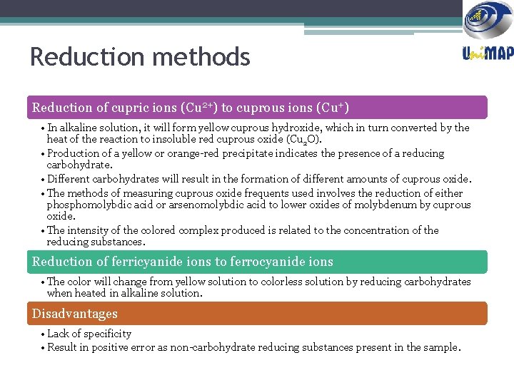 Reduction methods Reduction of cupric ions (Cu 2+) to cuprous ions (Cu+) • In