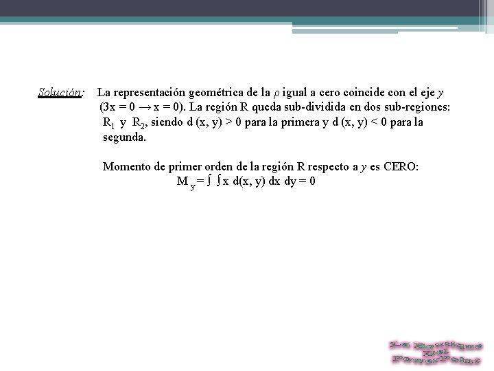 Solución: La representación geométrica de la ρ igual a cero coincide con el eje