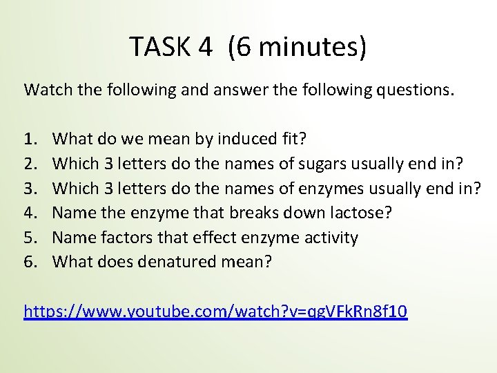 TASK 4 (6 minutes) Watch the following and answer the following questions. 1. 2.