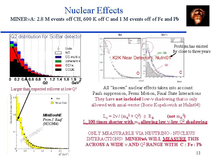 Nuclear Effects MINER A: 2. 8 M events off CH, 600 K off C