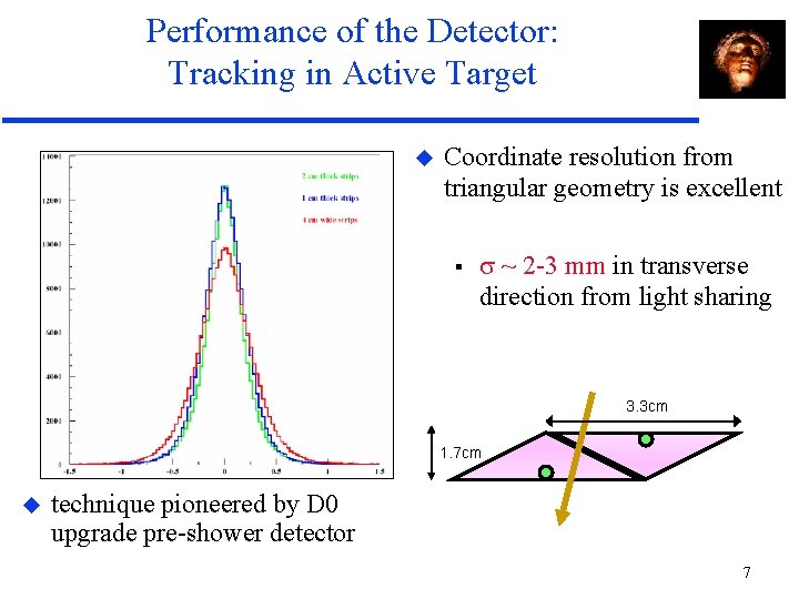 Performance of the Detector: Tracking in Active Target Coordinate resolution from triangular geometry is