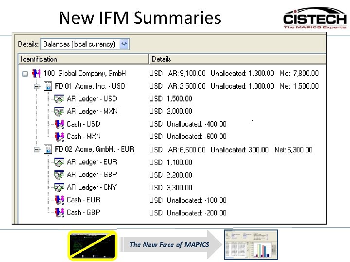 New IFM Summaries The New Face of MAPICS 