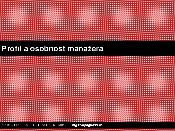 Profil a osobnost manažera big. rb – PROKLATĚ DOBRÁ EKONOMIKA … big. rb@bigboss. cz