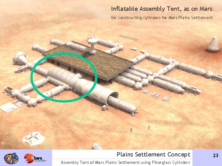 Inflatable Assembly Tent, as on Mars for constructing cylinders for Mars Plains Settlement Concept
