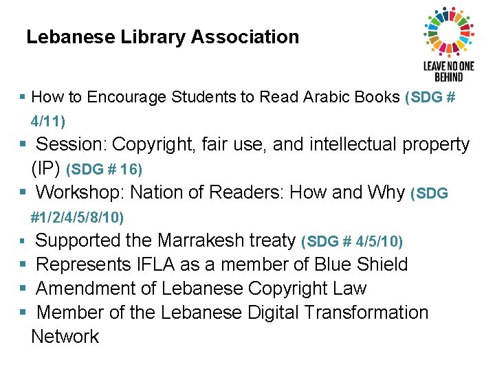 Lebanese Library Association § How to Encourage Students to Read Arabic Books (SDG #