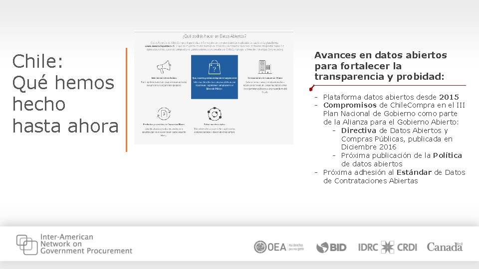 Chile: Qué hemos hecho hasta ahora Avances en datos abiertos para fortalecer la transparencia