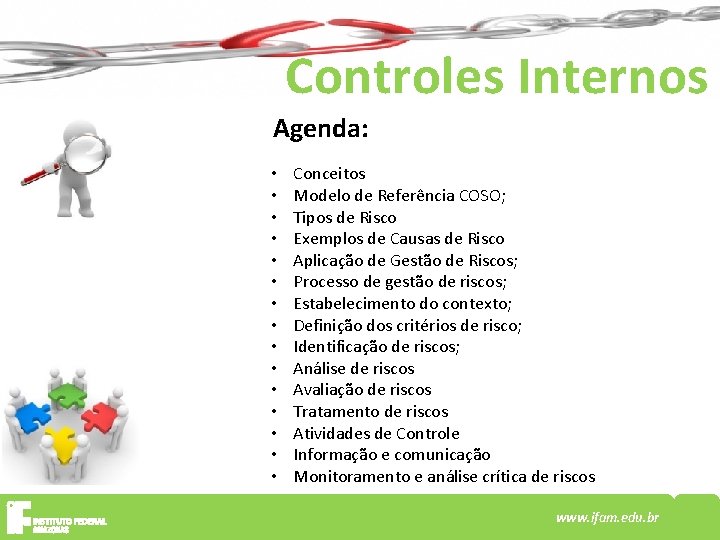 Controles Internos Agenda: • • • • Conceitos Modelo de Referência COSO; Tipos de