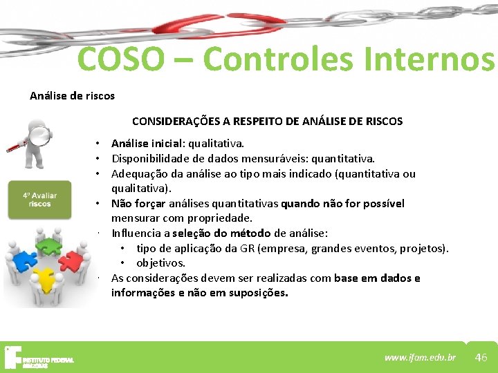 COSO – Controles Internos Análise de riscos CONSIDERAÇÕES A RESPEITO DE ANÁLISE DE RISCOS