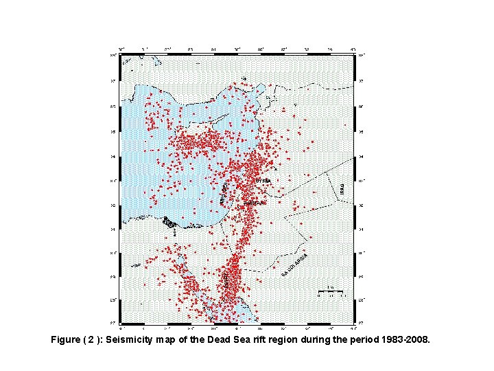 Figure ( 2 ): Seismicity map of the Dead Sea rift region during the