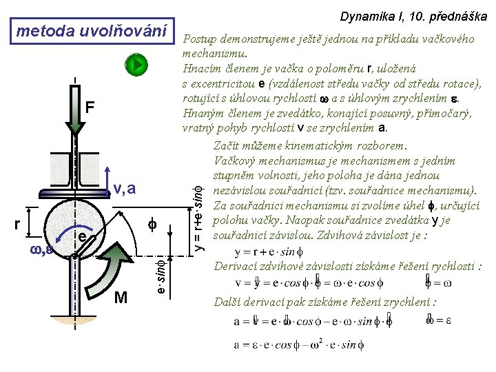 F v, a w, e f e M e·sinf r Postup demonstrujeme ještě jednou