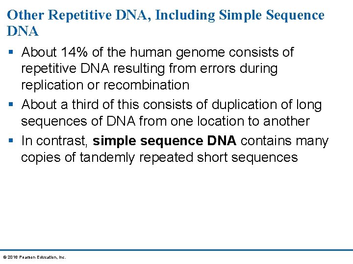 Other Repetitive DNA, Including Simple Sequence DNA § About 14% of the human genome