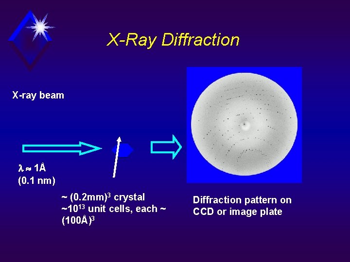X-Ray Diffraction X-ray beam 1Å (0. 1 nm) ~ (0. 2 mm)3 crystal ~1013