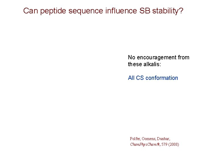 Can peptide sequence influence SB stability? No encouragement from these alkalis: All CS conformation