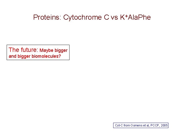 Proteins: Cytochrome C vs K+Ala. Phe The future: Maybe bigger and bigger biomolecules? OH