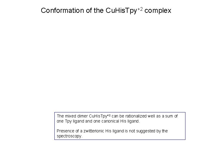 Conformation of the Cu. His. Tpy+2 complex The mixed dimer Cu. His. Tpy+2 can