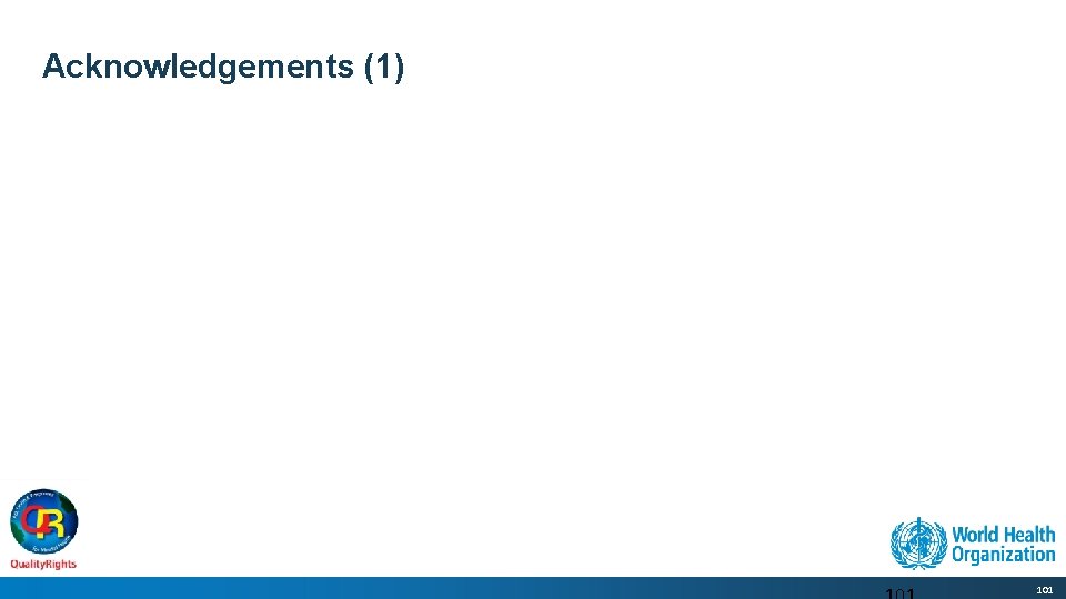 Acknowledgements (1) 101 