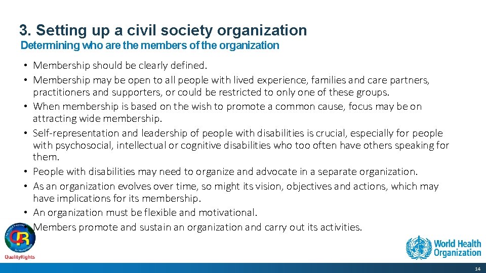 3. Setting up a civil society organization Determining who are the members of the