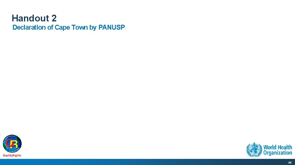 Handout 2 Declaration of Cape Town by PANUSP 88 