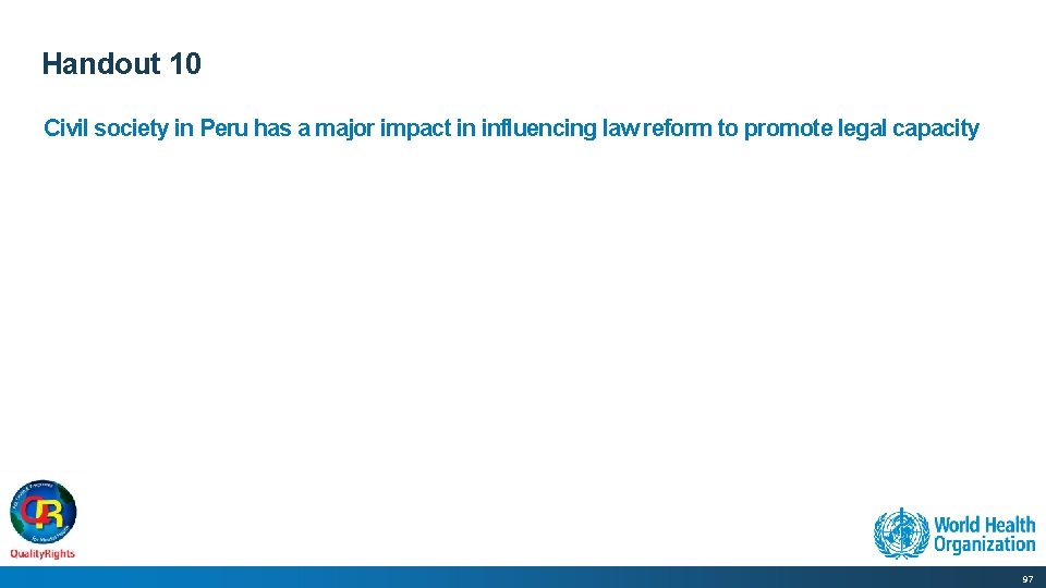 Handout 10 Civil society in Peru has a major impact in influencing law reform
