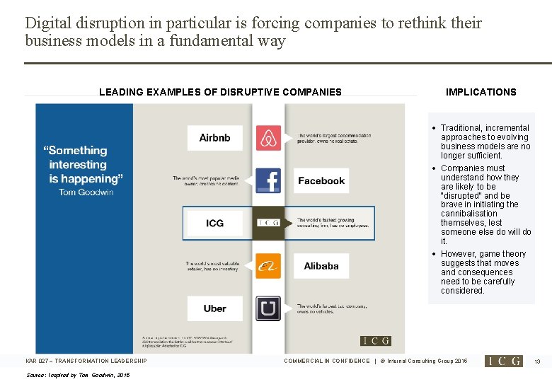 Digital disruption in particular is forcing companies to rethink their business models in a