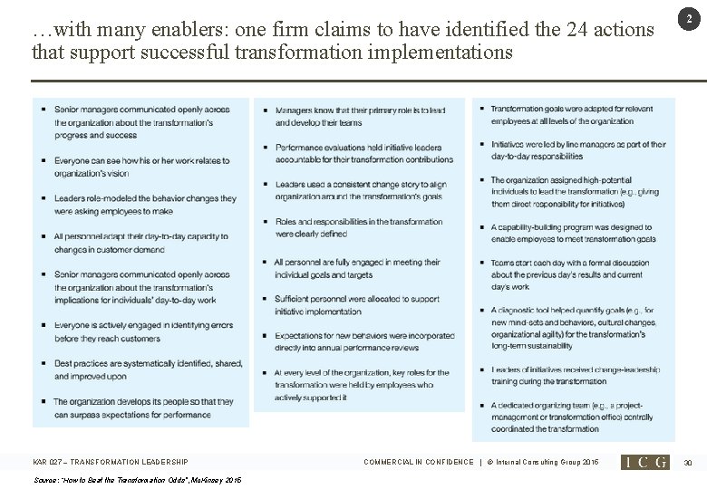 …with many enablers: one firm claims to have identified the 24 actions that support