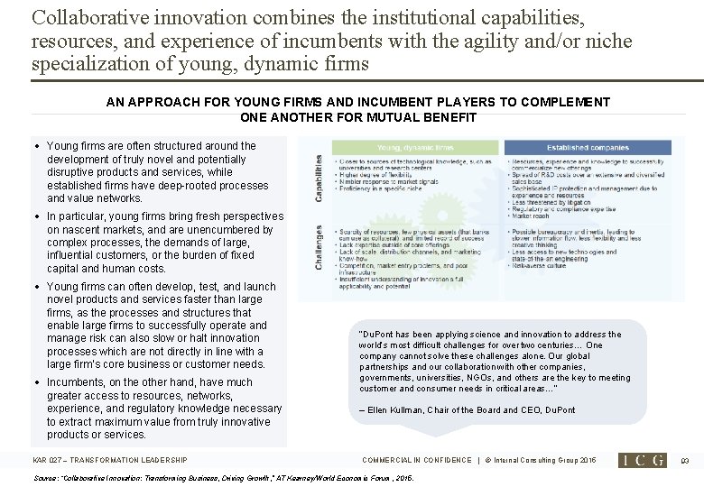 Collaborative innovation combines the institutional capabilities, resources, and experience of incumbents with the agility