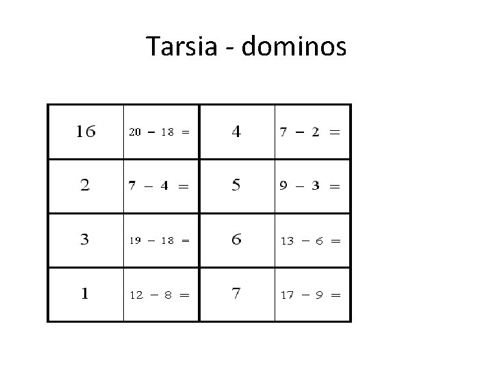 Tarsia - dominos 