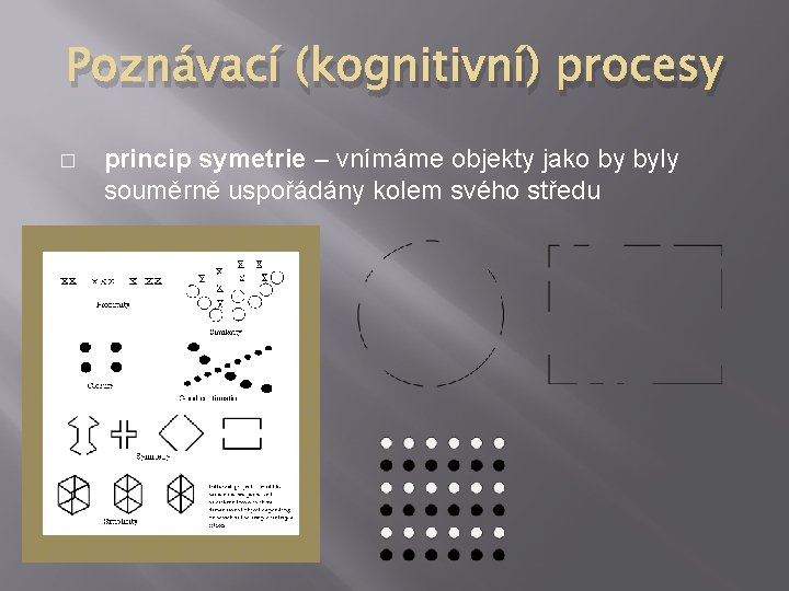 Poznávací (kognitivní) procesy � princip symetrie – vnímáme objekty jako by byly souměrně uspořádány