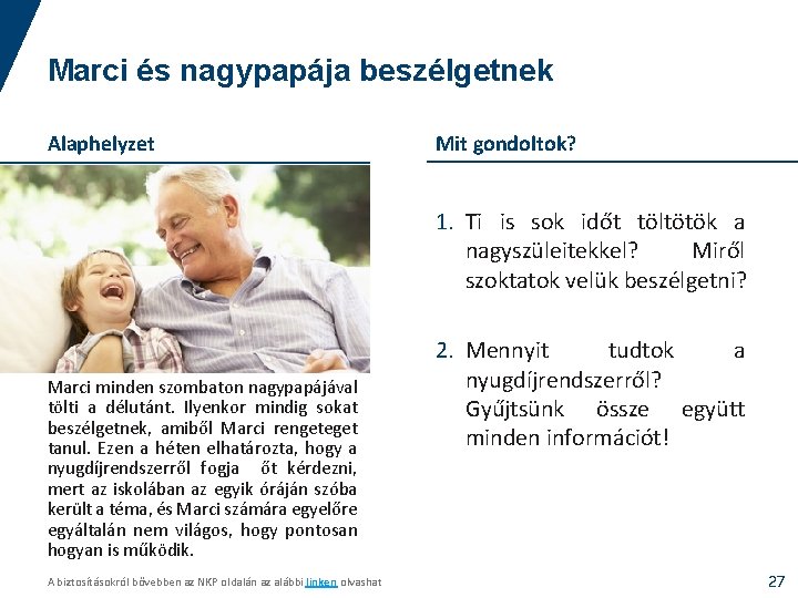 Marci és nagypapája beszélgetnek Alaphelyzet Mit gondoltok? 1. Ti is sok időt töltötök a