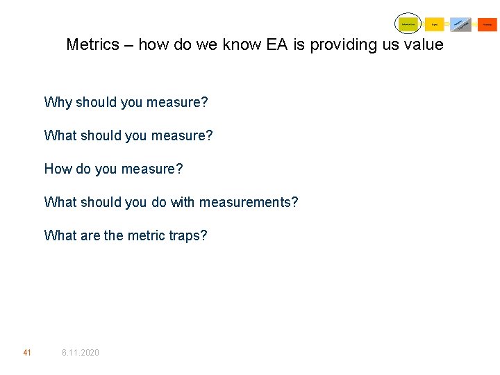 Metrics – how do we know EA is providing us value Why should you