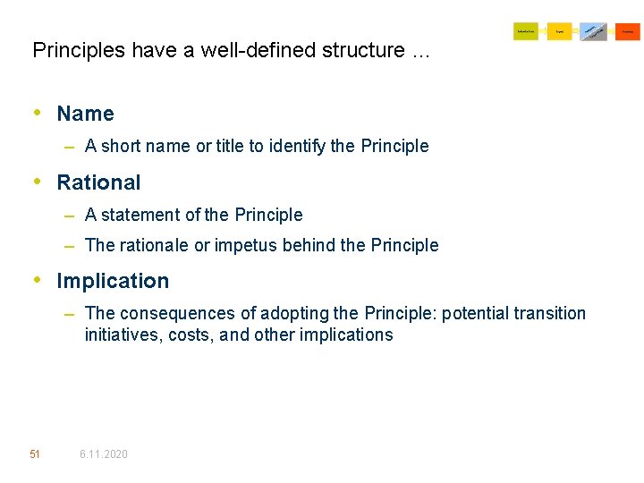 Principles have a well-defined structure … • Name – A short name or title