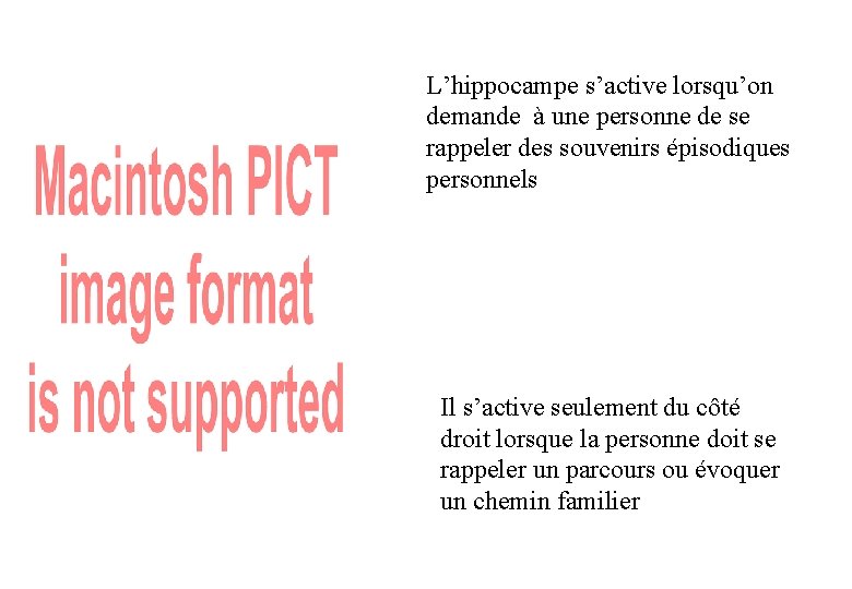 L’hippocampe s’active lorsqu’on demande à une personne de se rappeler des souvenirs épisodiques personnels