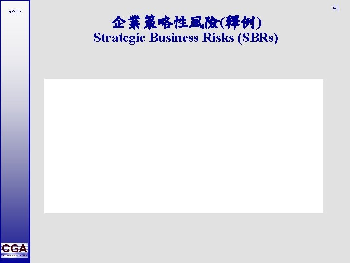ABCD 41 企業策略性風險(釋例) Strategic Business Risks (SBRs) 
