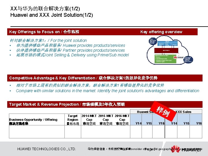XX与华为的联合解决方案(1/2) Huawei and XXX Joint Solution(1/2) Key Offerings to Focus on / 合作范围 Key