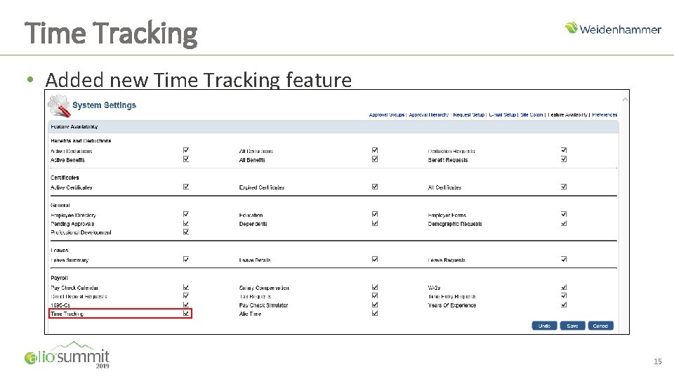 Time Tracking • Added new Time Tracking feature 15 