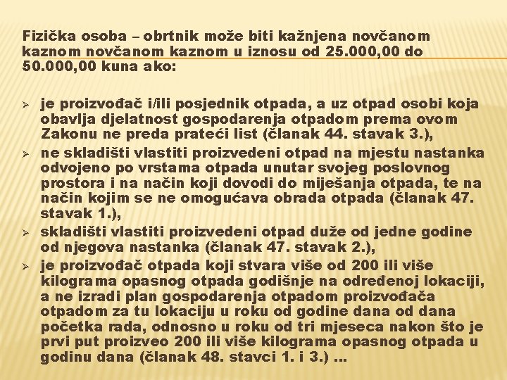 Fizička osoba – obrtnik može biti kažnjena novčanom kaznom u iznosu od 25. 000,