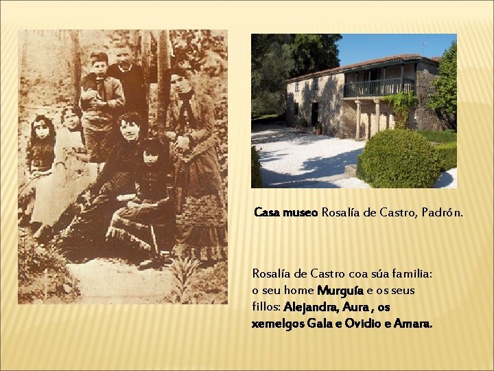 Casa museo Rosalía de Castro, Padrón. Rosalía de Castro coa súa familia: o seu