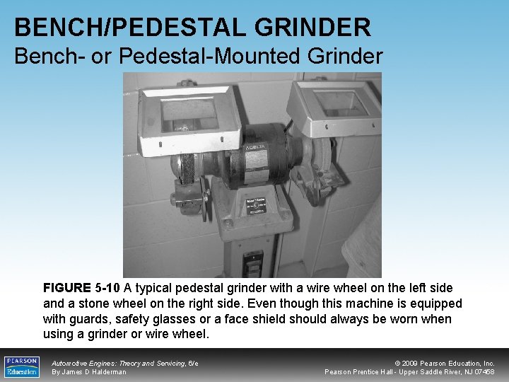 BENCH/PEDESTAL GRINDER Bench- or Pedestal-Mounted Grinder FIGURE 5 -10 A typical pedestal grinder with
