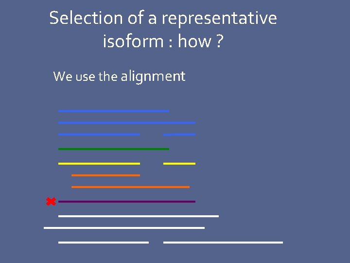 Selection of a representative isoform : how ? We use the alignment 