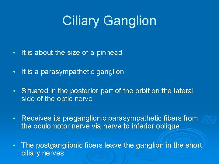 Ciliary Ganglion • It is about the size of a pinhead • It is