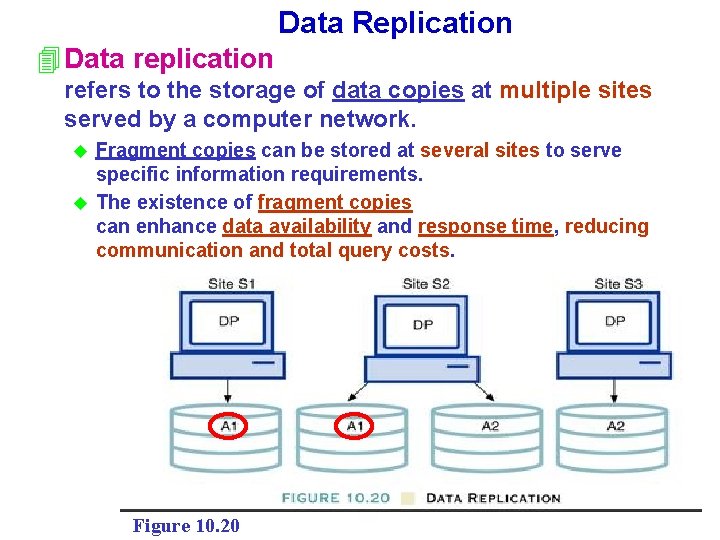 Data Replication 4 Data replication refers to the storage of data copies at multiple