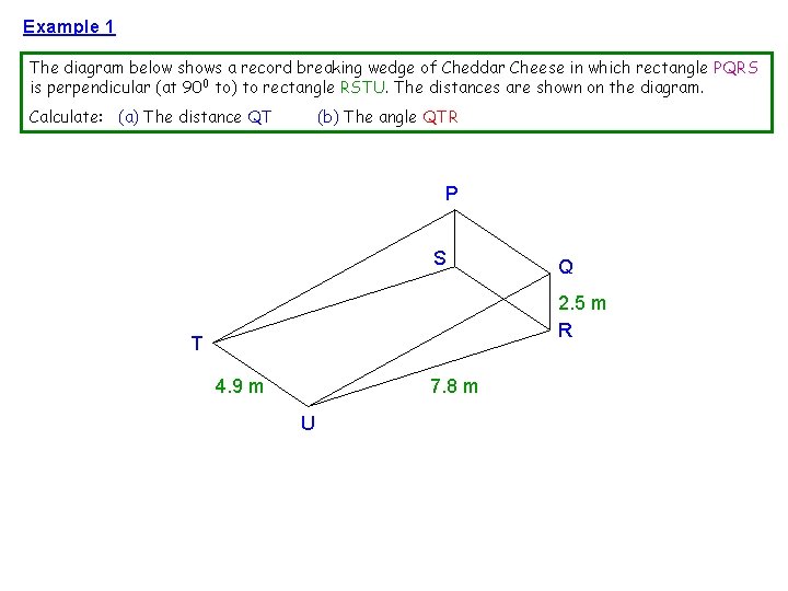 Example 1 The diagram below shows a record breaking wedge of Cheddar Cheese in