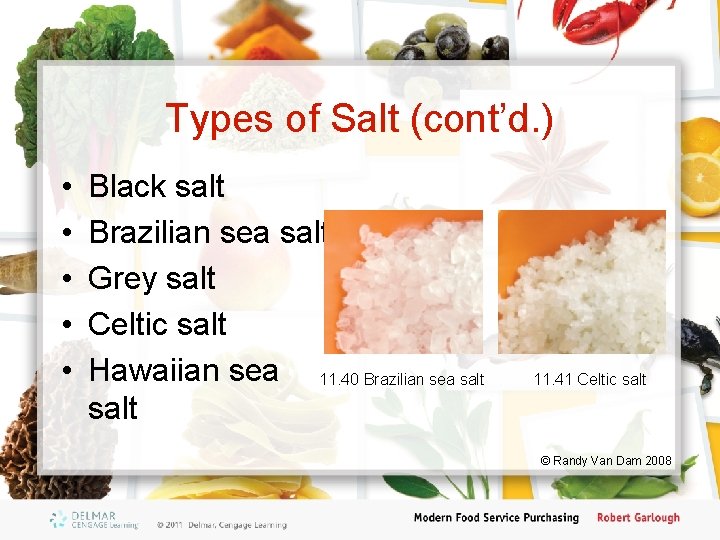 Types of Salt (cont’d. ) • • • Black salt Brazilian sea salt Grey